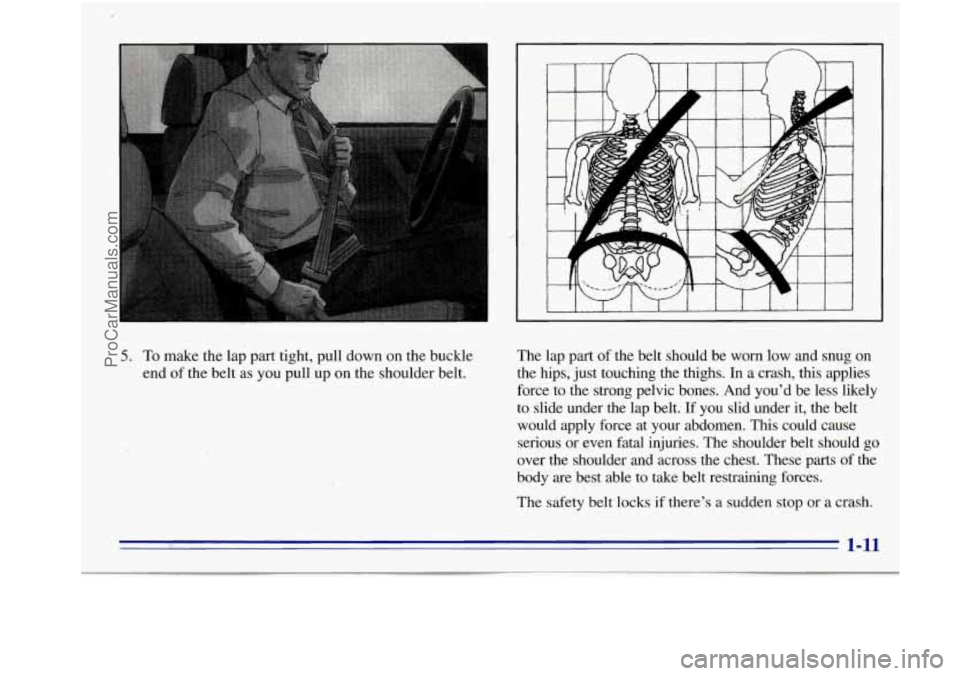 OLDSMOBILE BRAVADA 1996 User Guide 5. To make the lap part tight, pull down on the buckle
end
of the belt as you pull up on the shoulder belt. The lap
part
of the belt should be worn low and snug on
the hips, j OLDSMOBILE BRAVADA 1996 User Guide 5. To make the lap part tight, pull down on the buckle
end
of the belt as you pull up on the shoulder belt. The lap
part
of the belt should be worn low and snug on
the hips, j