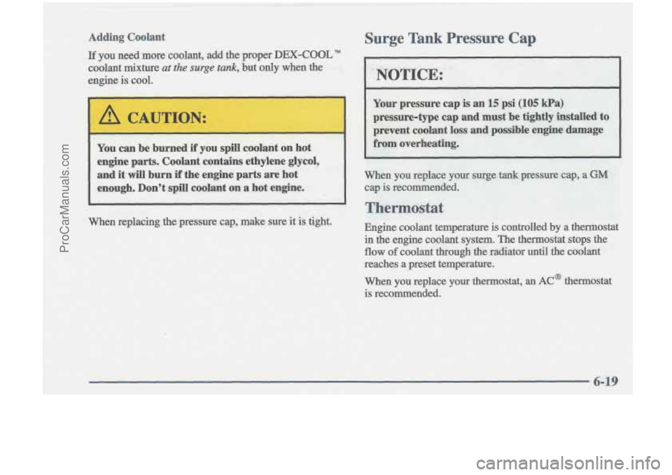 OLDSMOBILE CUTLASS 1997 Owners Manual Surge Tank Pressure Cap
ProCarManuals.com OLDSMOBILE CUTLASS 1997 Owners Manual Surge Tank Pressure Cap
ProCarManuals.com