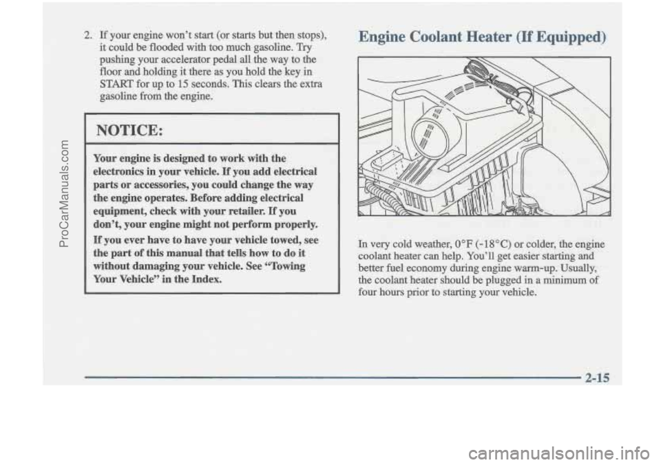 OLDSMOBILE CUTLASS 1997  Owners Manual Engine  Coolant  Heater (If Equipped) 
ProCarManuals.com 