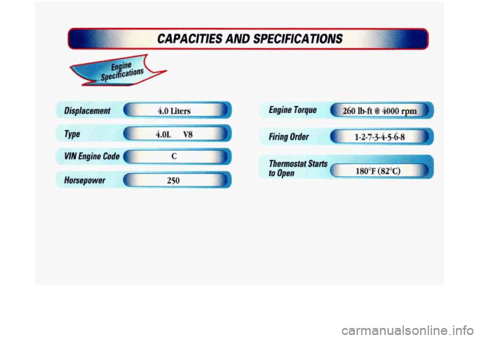 Oldsmobile Aurora 1998  Owners Manuals Displacement 
.I 
4.0 Liters - 
C I 
Firing Order  