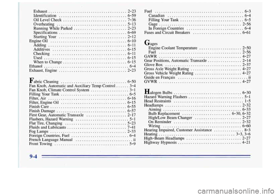 Oldsmobile Cutlass Supreme 1996  Owners Manuals 9-4  