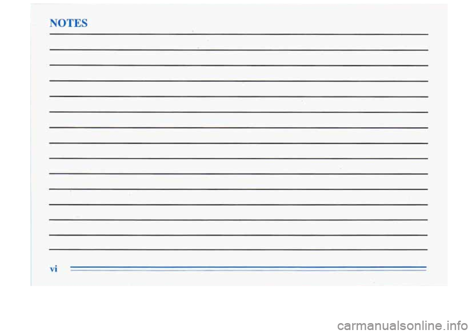Oldsmobile Cutlass Supreme 1996  Owners Manuals NOTES 
vi  