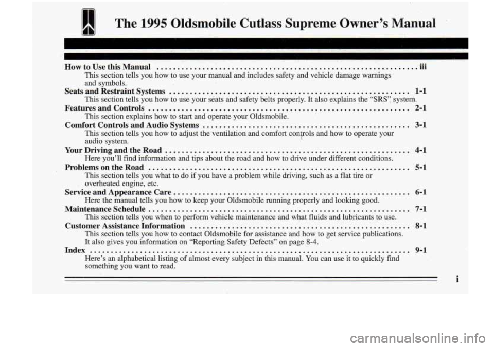 Oldsmobile Cutlass Supreme 1995 Owners Manuals I The 1995 Oldsmobile Cutlass Supreme! Owner’s Manual
... How to Use this Manual ..................................... :.. ........................ .~II
This section tells you how to Oldsmobile Cutlass Supreme 1995 Owners Manuals I The 1995 Oldsmobile Cutlass Supreme! Owner’s Manual
... How to Use this Manual ..................................... :.. ........................ .~II
This section tells you how to
