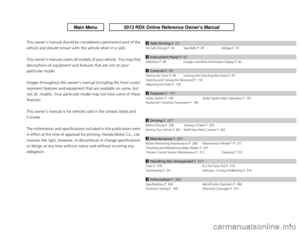 Acura RDX 2013  Owners Manual 