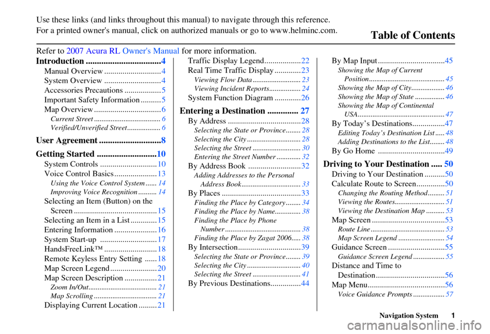 Acura RL 2007  Navigation Manual 