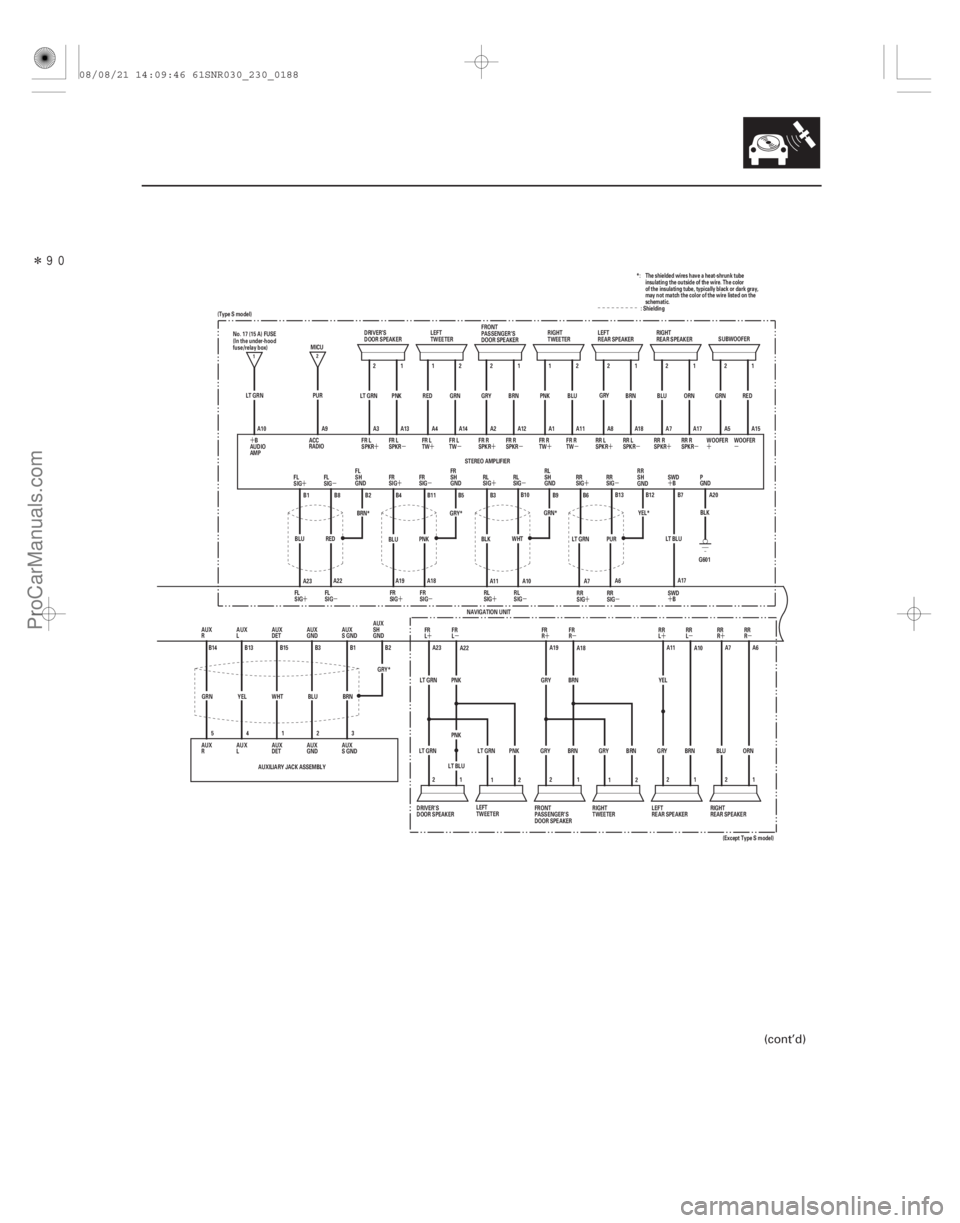 ACURA CSX 2006  Service Repair Manual Î
µ
´
´µ
´µ
µ
´
´µ ´µ
´µ
´µ ´
´µ ´µ´µ
´µ µ
´
´µ
´µ
µ
´
´µ
´µ
µ
´
´
´
23-185
LT BLU
3
2
1
4
5
AUXILIARY JACK ASSE