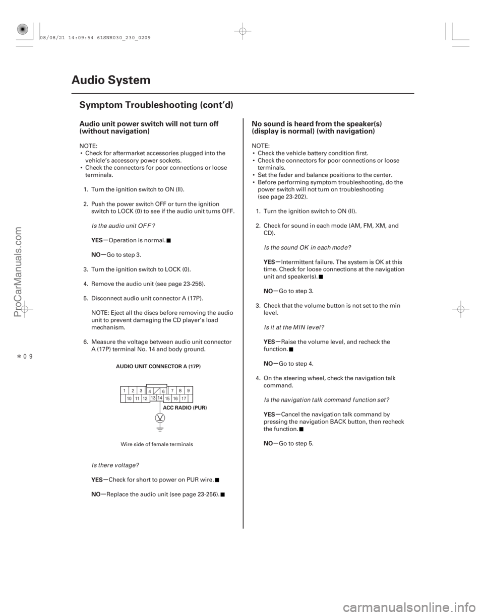 ACURA CSX 2006  Service Repair Manual Î(## 
)
(##
)
µ
µ
µ
µ µ
µ
µ
µ
µ
µ
Audio unit power switch will not turn off
(without 