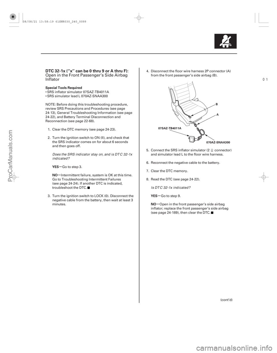 ACURA CSX 2006  Service Repair Manual 
(# 

-)
µ
µ
µ
µ
DTC 32-1x (‘‘x’’ can be 0 thru 9 or A thru F):
Special Tools Required
YES
NO YES
NO
24-99
A
B
070AZ-SNAA300
07SAZ-TB4011