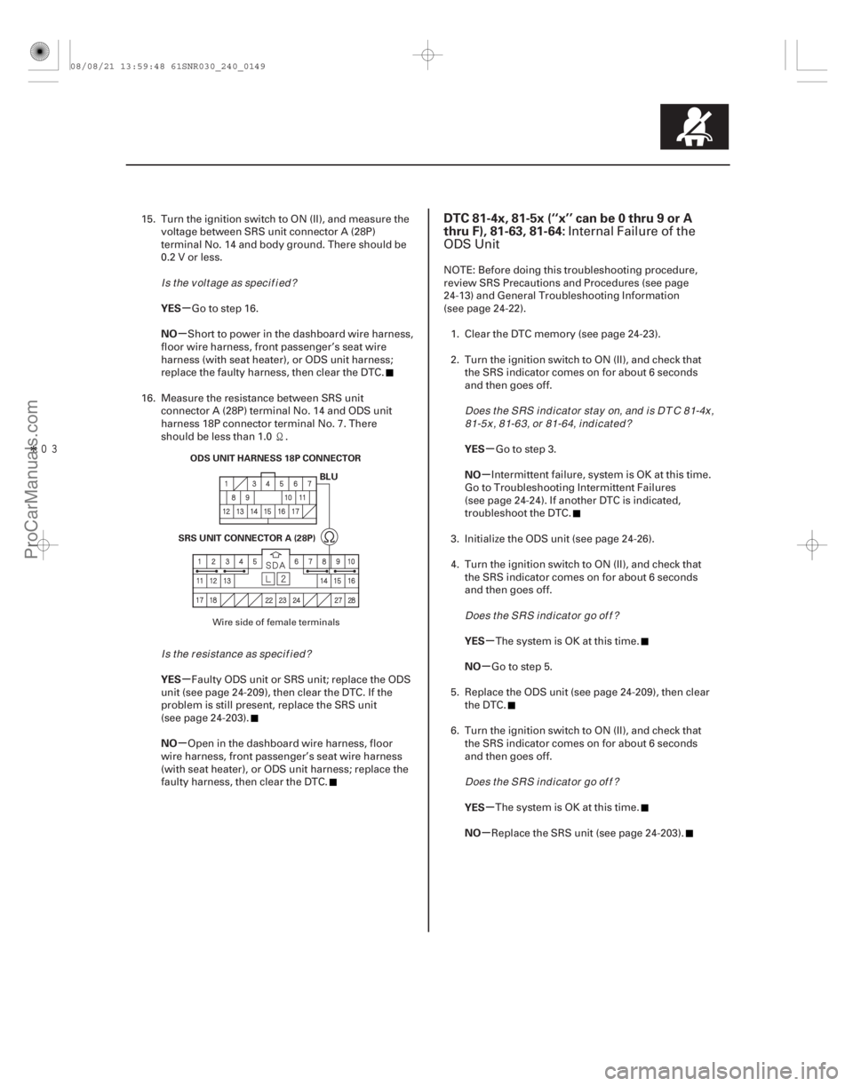 ACURA CSX 2006  Service Repair Manual Î
(# 

-)
µ
µ
µ
µ µ
µ
µ
µ
µ
µ
YES
NO
YES
NO
YES
NO
YES
NO
YES
NO
DTC 81-4x, 81-5x (‘‘x’’ can be 0 thru 9 or A
thru F), 81-6