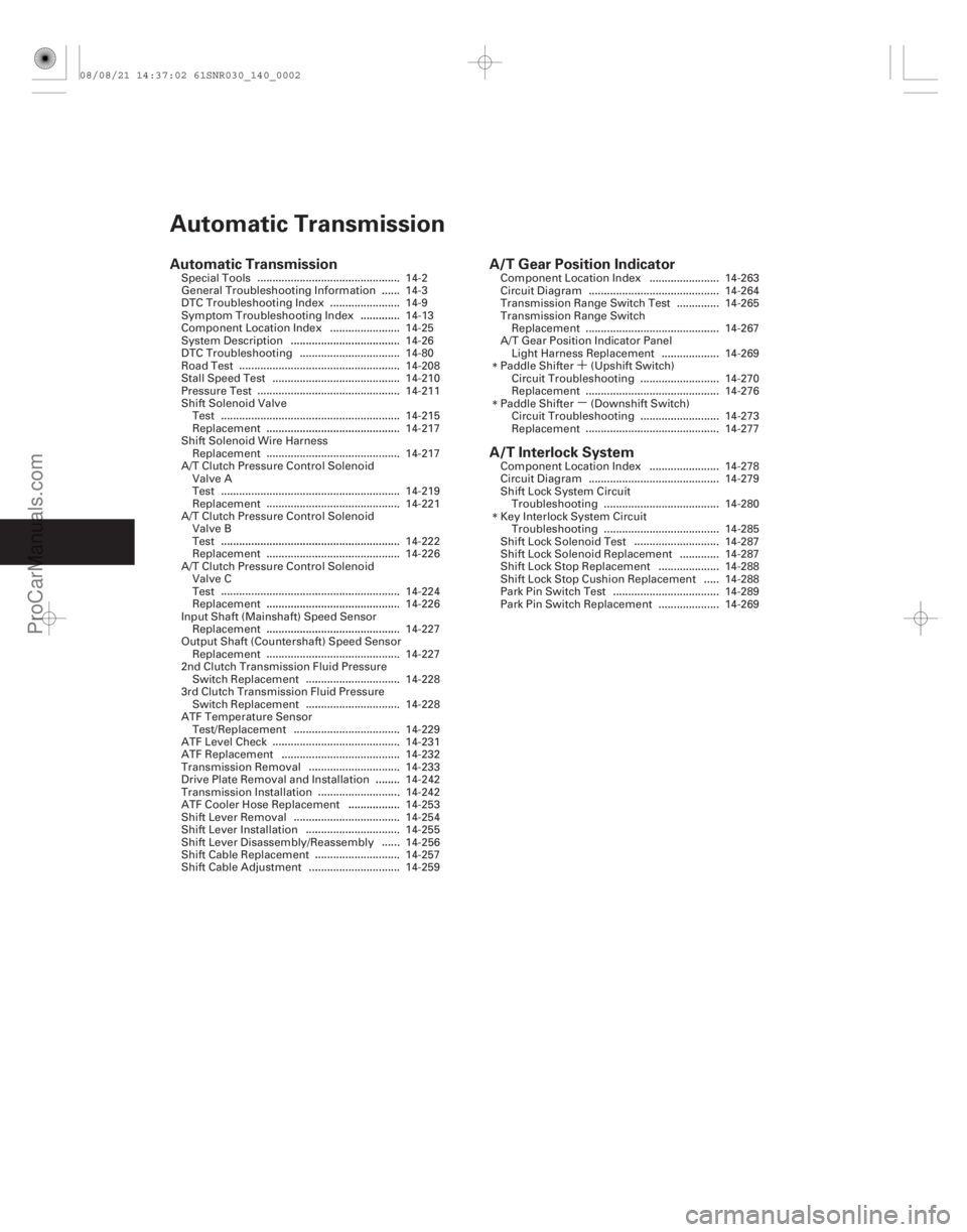ACURA CSX 2006  Service Repair Manual ´
µ
(#


/)
Automatic Transmission
Automatic TransmissionA/T Gear Position Indicator
A/T Interlock System.............................................. .
