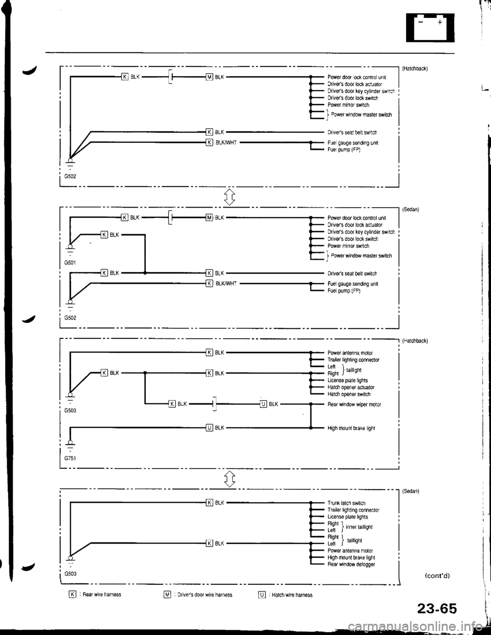 ACURA INTEGRA 1998  Service Repair Manual I "tl
III
J- - - - --------- l (Haldlback)
Power door oci contro unrt IDriveas door lockaclualof I;Dtlvers door key cylinder swrtclrDfveas door lock swilch
BLKMHT ---1-
I Power window masler swildl)
