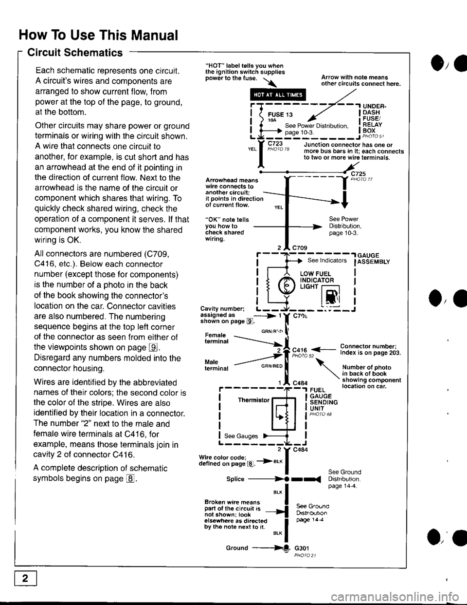 ACURA INTEGRA 1998 Service Repair Manual How To Use This Manual
Circuit Schematics
Each schematic reoresents one circuit.
A circuits wires and components are
arranged to show current flow, from
power at the top of the page, to ground,
at th ACURA INTEGRA 1998 Service Repair Manual How To Use This Manual
Circuit Schematics
Each schematic reoresents one circuit.
A circuits wires and components are
arranged to show current flow, from
power at the top of the page, to ground,
at th