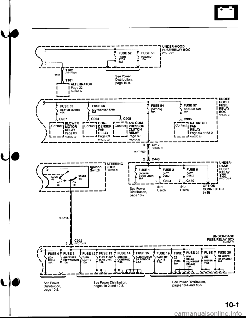 ACURA INTEGRA 1998 Service Repair Manual I
I
I
IJ
UNDER-HOODFUSE/RELAY BOXI
\
\.t)-
FUSE 528OFN,STOP
FUSE 53HAZARO
I_I ALTERNATOB
See PowerDistribution,page 10-9.
| | Pase 22
| | PHoro 31
L--J
1102
T101
FUSE 55HEATEF MOTOB
UNDEB.HOOOFUSE/R ACURA INTEGRA 1998 Service Repair Manual I
I
I
IJ
UNDER-HOODFUSE/RELAY BOXI
\
\.t)-
FUSE 528OFN,STOP
FUSE 53HAZARO
I_I ALTERNATOB
See PowerDistribution,page 10-9.
| | Pase 22
| | PHoro 31
L--J
1102
T101
FUSE 55HEATEF MOTOB
UNDEB.HOOOFUSE/R