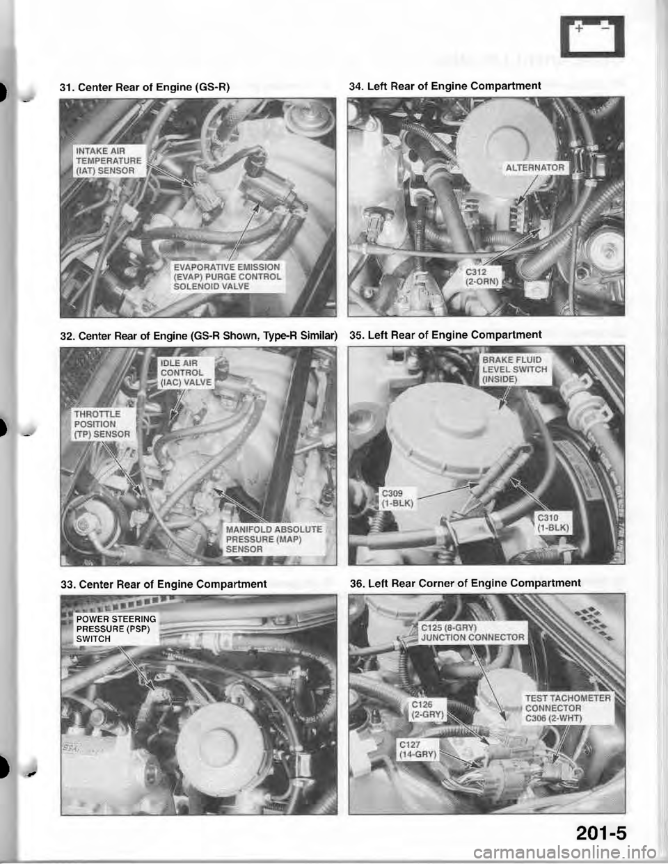 ACURA INTEGRA 1998 Service Repair Manual )_
)_
)-
31. Center Rear of Engine (GS-R)34. Left Rear ot Engine Compartment
32. Center Rear ot Engine (GS-B Shown, Type-H Similar)35. Left Rear of Engine Compartment
33. Center Rear of Engine Compart ACURA INTEGRA 1998 Service Repair Manual )_
)_
)-
31. Center Rear of Engine (GS-R)34. Left Rear ot Engine Compartment
32. Center Rear ot Engine (GS-B Shown, Type-H Similar)35. Left Rear of Engine Compartment
33. Center Rear of Engine Compart