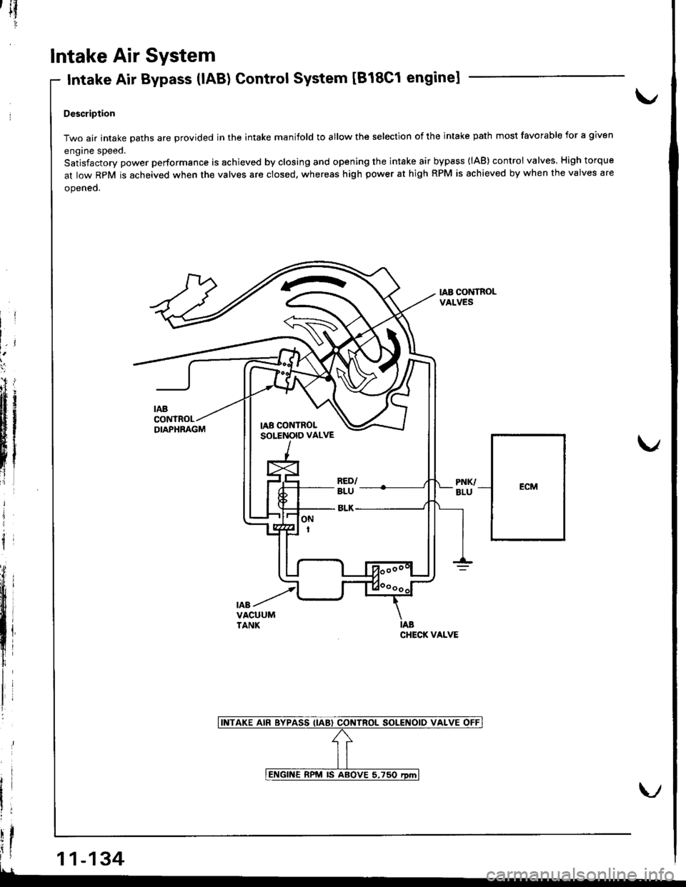 ACURA INTEGRA 1998 Service Repair Manual {[
ll
I
l
)l
t,t
H
Ili
Intake Air System
Intake Air Bypass (lAB) Control System [818C1 enginel
Descriplion
Two air intake oaths are erovided in the intake manifold to allow the selection of the int ACURA INTEGRA 1998 Service Repair Manual {[
ll
I
l
)l
t,t
H
Ili
Intake Air System
Intake Air Bypass (lAB) Control System [818C1 enginel
Descriplion
Two air intake oaths are erovided in the intake manifold to allow the selection of the int