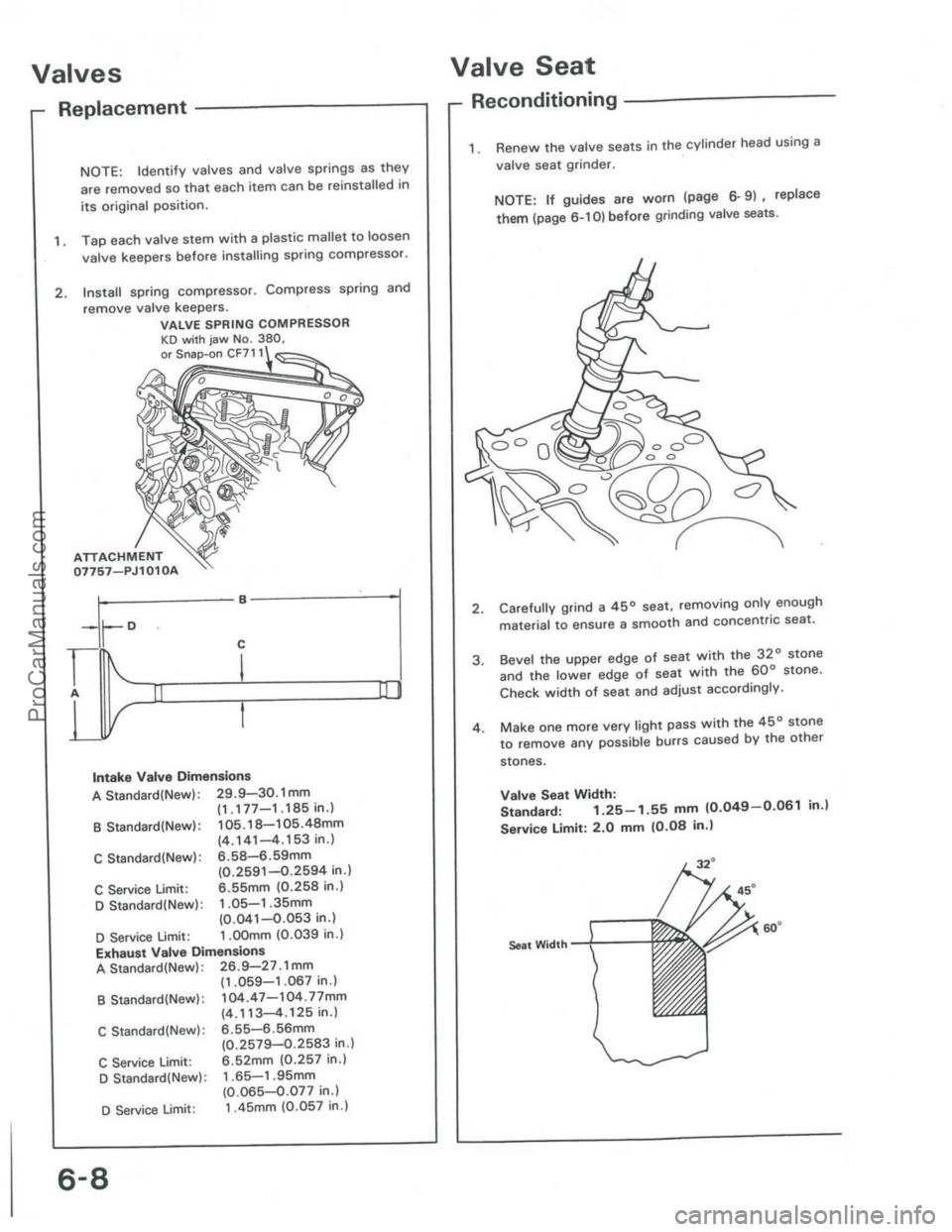 ACURA INTEGRA 1986  Service Workshop Manual ProCarManuals.com 