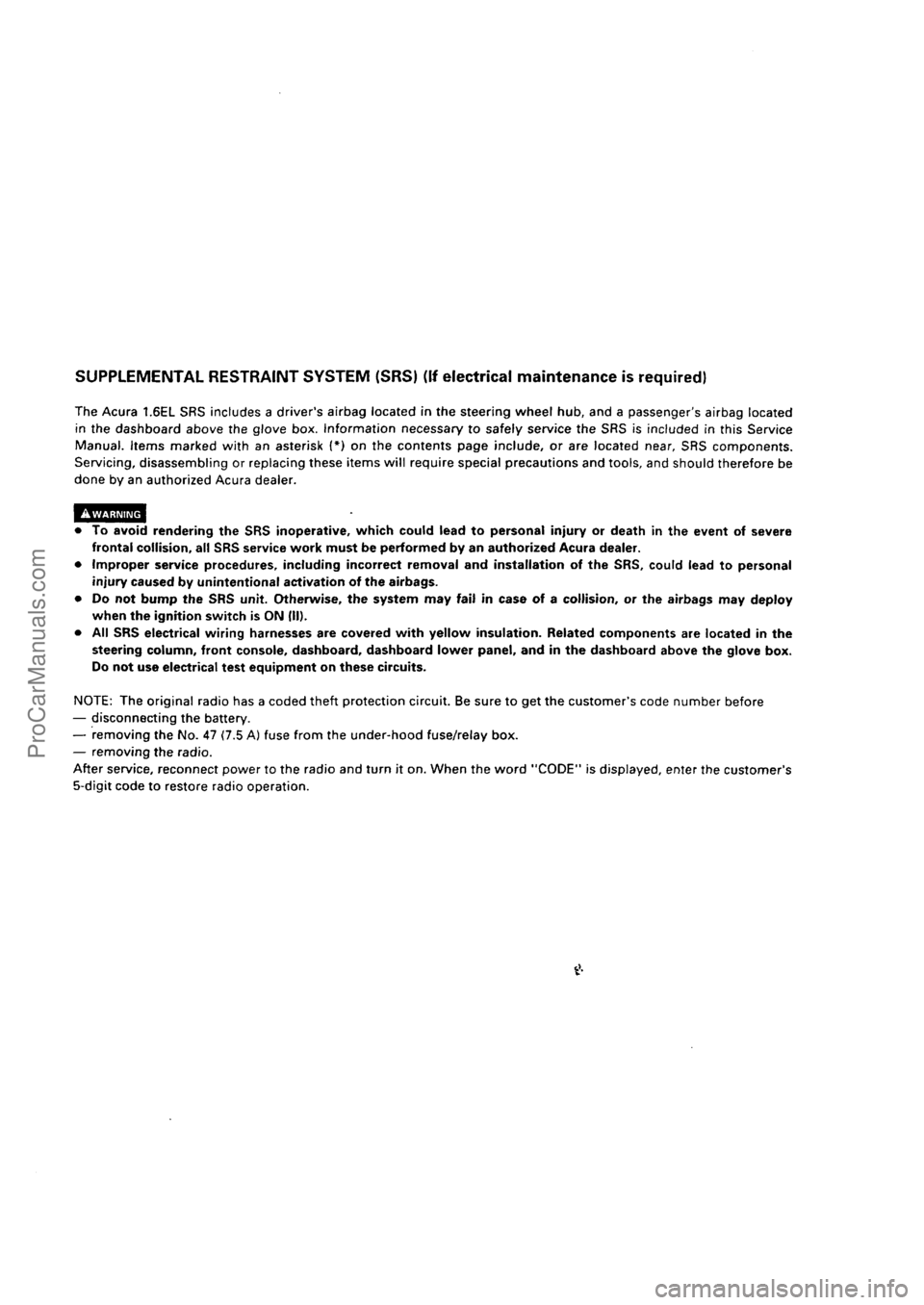 ACURA INTEGRA 1990  Service Repair Manual ProCarManuals.com 