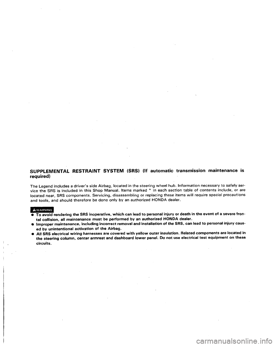 ACURA LEGEND 1991  Service Repair Manual 