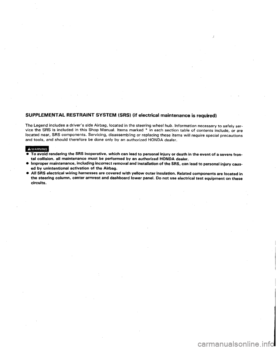 ACURA LEGEND 1991  Service Repair Manual 