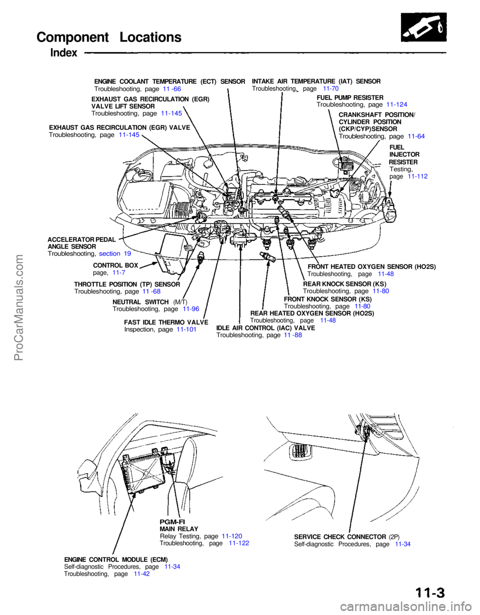 ACURA NSX 1991 Service Repair Manual Component Locations
Index
ENGINE COOLANT TEMPERATURE (ECT) SENSOR
Troubleshooting, page 11 -66
INTAKE AIR TEMPERATURE (IAT) SENSOR
Troubleshooting, page 11-70
FUEL PUMP RESISTER
Troubleshooting, ACURA NSX 1991 Service Repair Manual Component Locations
Index
ENGINE COOLANT TEMPERATURE (ECT) SENSOR
Troubleshooting, page 11 -66
INTAKE AIR TEMPERATURE (IAT) SENSOR
Troubleshooting, page 11-70
FUEL PUMP RESISTER
Troubleshooting,