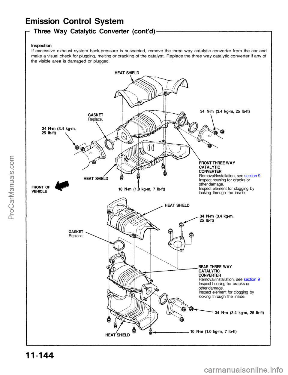 ACURA NSX 1991 Service Repair Manual Emission Contro l Syste m
Three Wa y Catalyti c Converte r (cont'd )
Inspectio n
If excessiv e exhaus t syste m back-pressur e i s suspected , remov e th e thre e wa y catalyti c converte r fro m ACURA NSX 1991 Service Repair Manual Emission Contro l Syste m
Three Wa y Catalyti c Converte r (cont'd )
Inspectio n
If excessiv e exhaus t syste m back-pressur e i s suspected , remov e th e thre e wa y catalyti c converte r fro m
