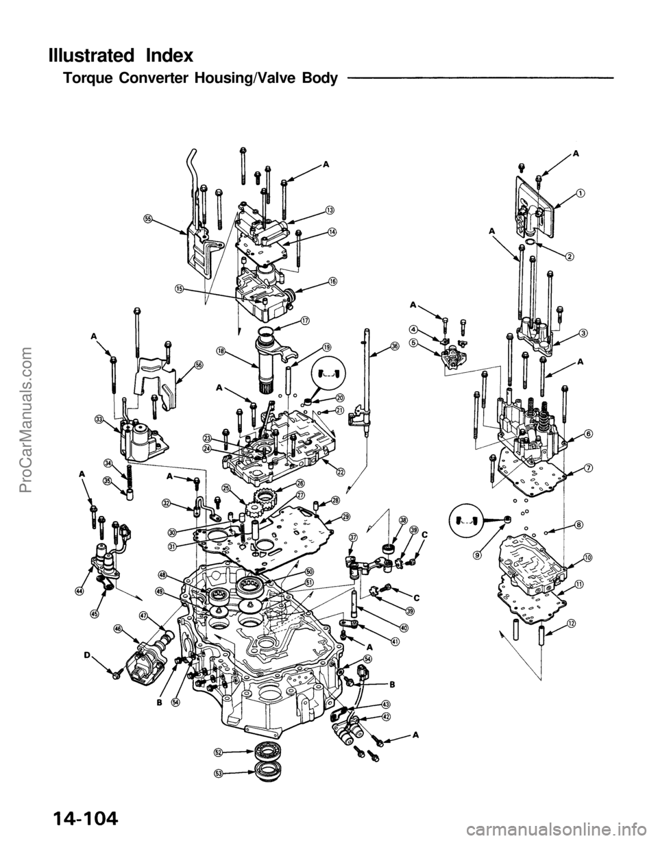 ACURA NSX 1991 Service Repair Manual
Illustrated Index
Torque Converter Housing/Valve BodyProCarManuals.com ACURA NSX 1991 Service Repair Manual
Illustrated Index
Torque Converter Housing/Valve BodyProCarManuals.com