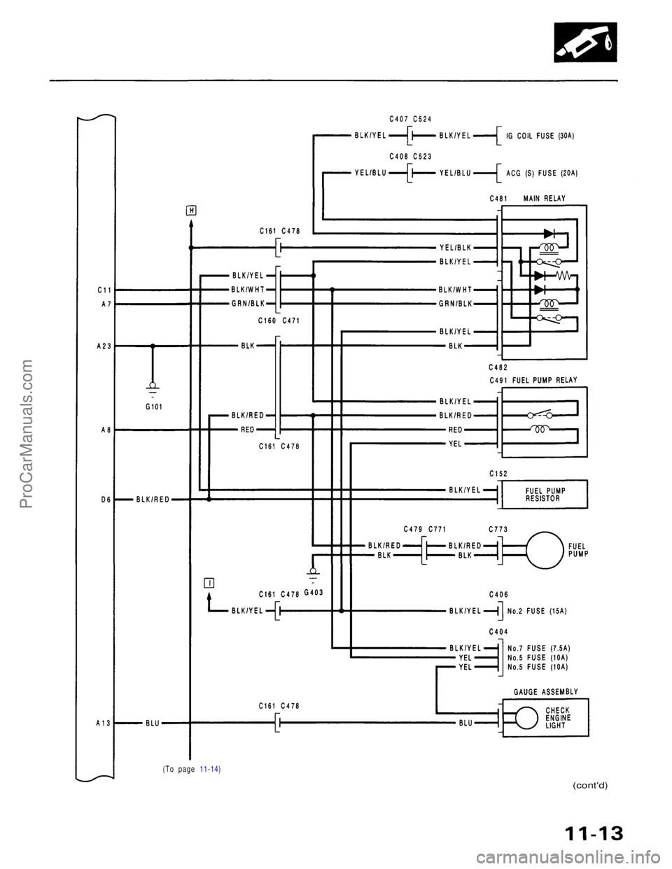 ACURA NSX 1991  Service Repair Manual 
(To page 11-14)

(cont'd)ProCarManuals.com 