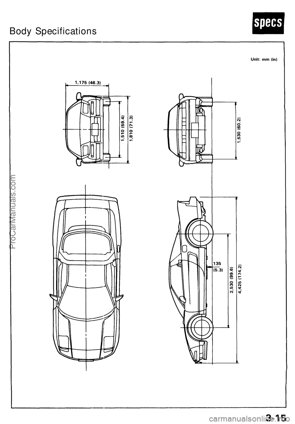 ACURA NSX 1991  Service Owners Manual 
Body SpecificationsProCarManuals.com 