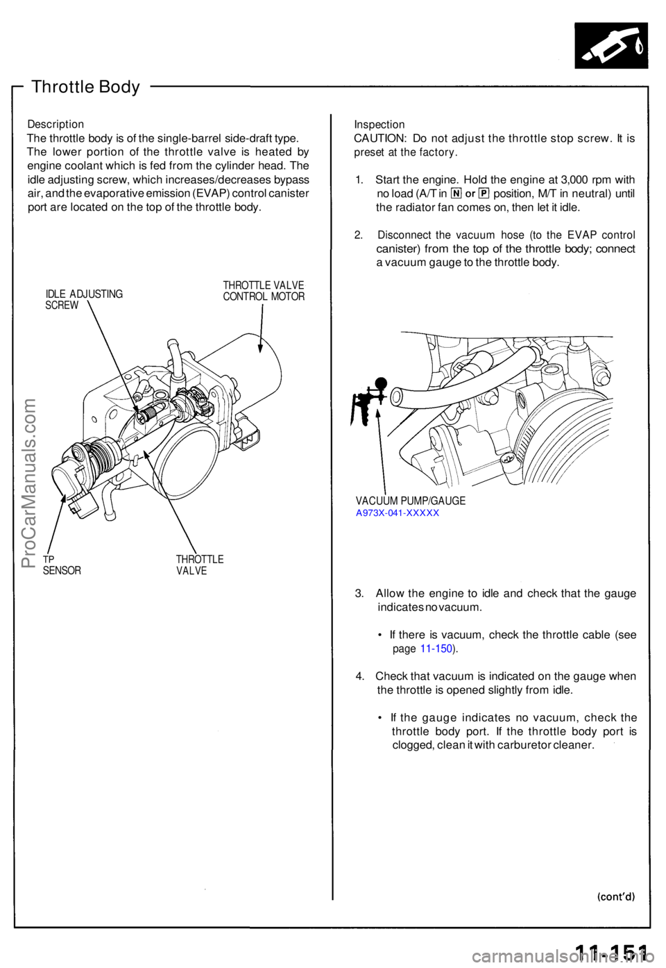 ACURA NSX 1991  Service Repair Manual Throttle Bod y
Descriptio n
The throttl e bod y is  o f th e single-barre l side-draf t type .
Th e lowe r portio n o f th e throttl e valv e i s heate d b y
engin e coolan t whic h is fe d fro m th e