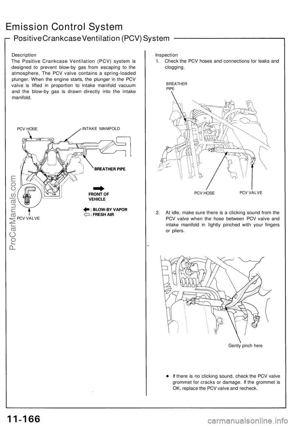 ACURA NSX 1991  Service Repair Manual Emission Control System
Positive Crankcas e Ventilatio n (PCV ) Syste m
Descriptio n
Th e Positiv e Crankcas e Ventilatio n (PCV ) syste m is
designe d t o preven t blow-b y ga s fro m escapin g t o t