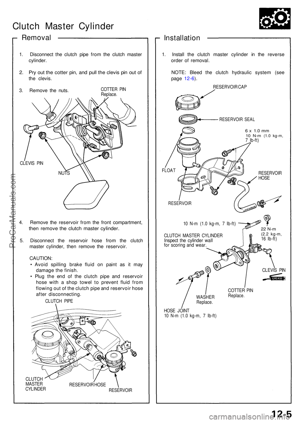 ACURA NSX 1991 Service Repair Manual Clutch Maste r Cylinde r
Removal
1. Disconnec t th e clutc h pip e fro m th e clutc h maste r
cylinder .
2. Pr y ou t th e cotte r pin , an d pul l th e clevi s pi n ou t o f
the clevis .
3 . Remov e ACURA NSX 1991 Service Repair Manual Clutch Maste r Cylinde r
Removal
1. Disconnec t th e clutc h pip e fro m th e clutc h maste r
cylinder .
2. Pr y ou t th e cotte r pin , an d pul l th e clevi s pi n ou t o f
the clevis .
3 . Remov e