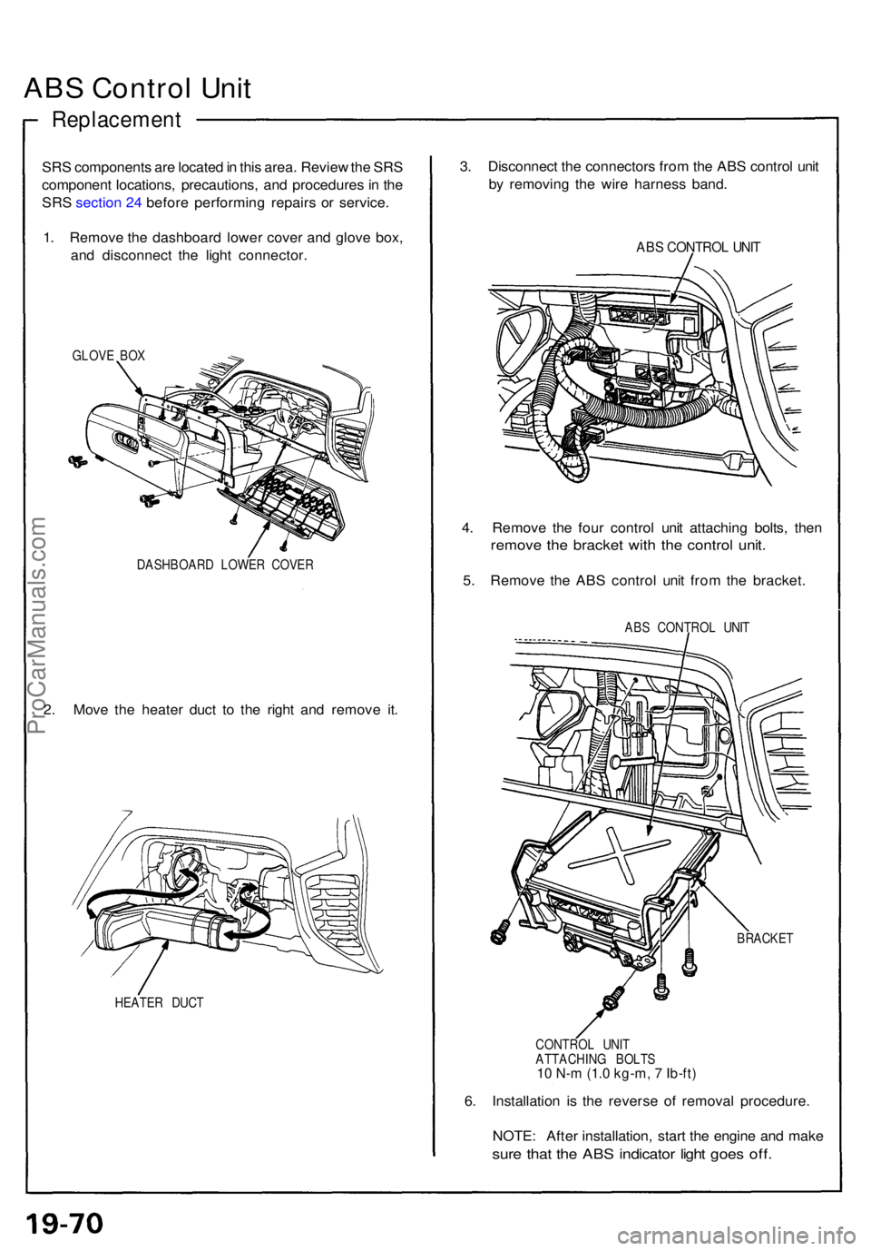 ACURA NSX 1991 Service Repair Manual ABS Contro l Uni t
Replacemen t
SRS component s ar e locate d in thi s area . Revie w th e SR S
componen t locations , precautions , an d procedure s in th e
SR S
sectio n 2 4 befor e performin g r ACURA NSX 1991 Service Repair Manual ABS Contro l Uni t
Replacemen t
SRS component s ar e locate d in thi s area . Revie w th e SR S
componen t locations , precautions , an d procedure s in th e
SR S
sectio n 2 4 befor e performin g r