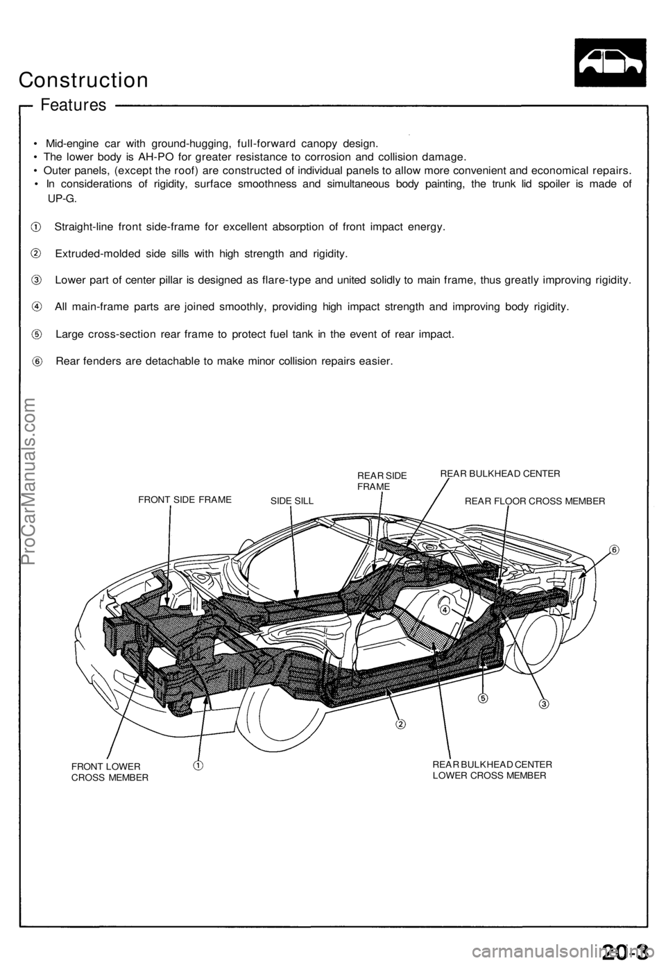 ACURA NSX 1991 Service Repair Manual Construction
Features
• Mid-engin e ca r wit h ground-hugging , full-forwar d canop y design .
• Th e lowe r bod y i s AH-P O fo r greate r resistanc e t o corrosio n an d collisio n damage .
• ACURA NSX 1991 Service Repair Manual Construction
Features
• Mid-engin e ca r wit h ground-hugging , full-forwar d canop y design .
• Th e lowe r bod y i s AH-P O fo r greate r resistanc e t o corrosio n an d collisio n damage .
•