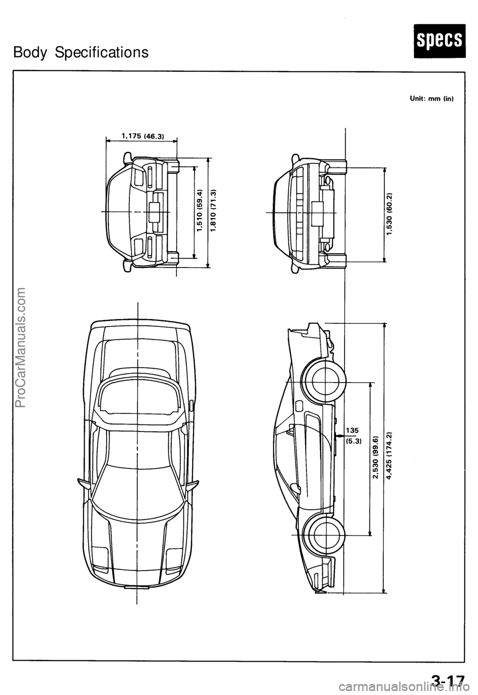 ACURA NSX 1991  Service Manual PDF Body Specification s
ProCarManuals.com 