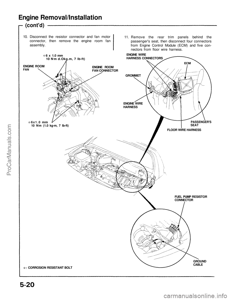 ACURA NSX 1991 Service Repair Manual
Engine Removal/Installation
(cont'd)
10. Disconnect the resistor connector and fan motor connector, then remove the engine room fan
assembly.
ENGINE ROOM
FAN
ENGINE ROOM
FAN CONNECTOR
GROMMET ACURA NSX 1991 Service Repair Manual
Engine Removal/Installation
(cont'd)
10. Disconnect the resistor connector and fan motor connector, then remove the engine room fan
assembly.
ENGINE ROOM
FAN
ENGINE ROOM
FAN CONNECTOR
GROMMET