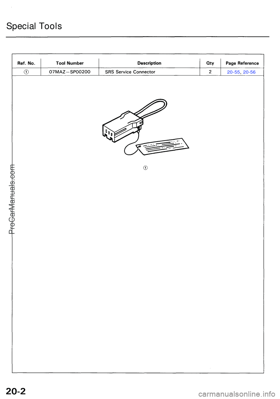 ACURA NSX 1997 Service Repair Manual 20-55, 20-5 6
Specia l Tool s
ProCarManuals.com ACURA NSX 1997 Service Repair Manual 20-55, 20-5 6
Specia l Tool s
ProCarManuals.com