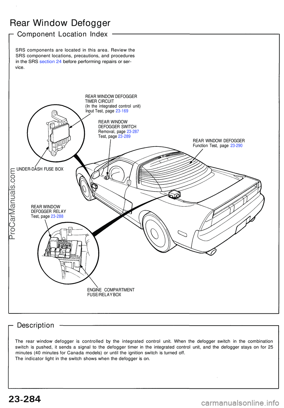ACURA NSX 1997 Service Repair Manual Rear Windo w Defogge r
Componen t Locatio n Inde x
SRS component s ar e locate d i n thi s area . Revie w th e
SR S componen t locations , precautions , an d procedure s
in th e SR S sectio n 24 bef ACURA NSX 1997 Service Repair Manual Rear Windo w Defogge r
Componen t Locatio n Inde x
SRS component s ar e locate d i n thi s area . Revie w th e
SR S componen t locations , precautions , an d procedure s
in th e SR S sectio n 24 bef