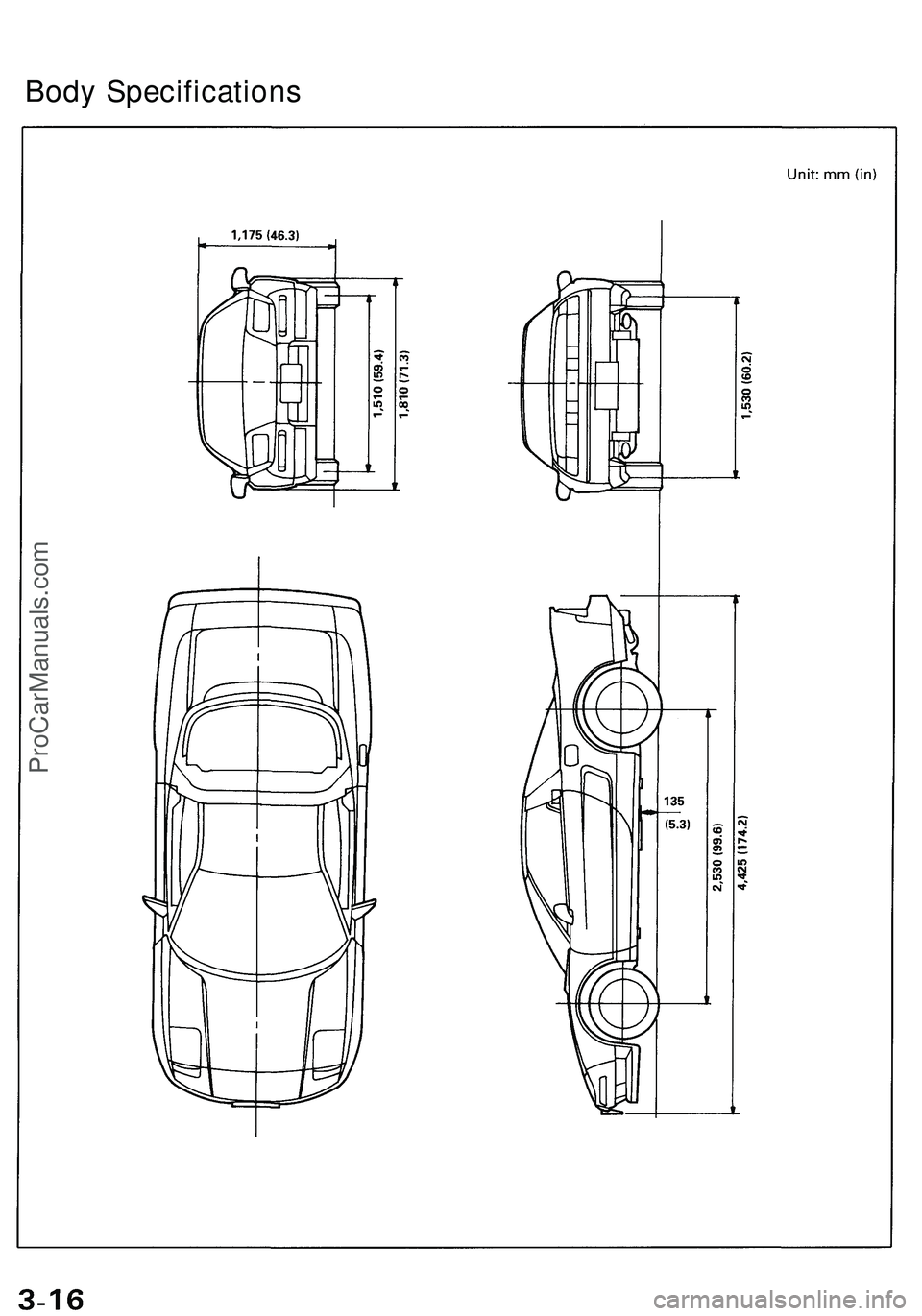 ACURA NSX 1997  Service Owners Manual Body Specification s
ProCarManuals.com 