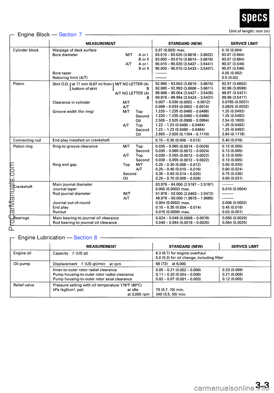 ACURA NSX 1997  Service Repair Manual Engine Lubricatio n —  Sectio n 8
Engin
e Bloc k —  Sectio n 7
ProCarManuals.com 