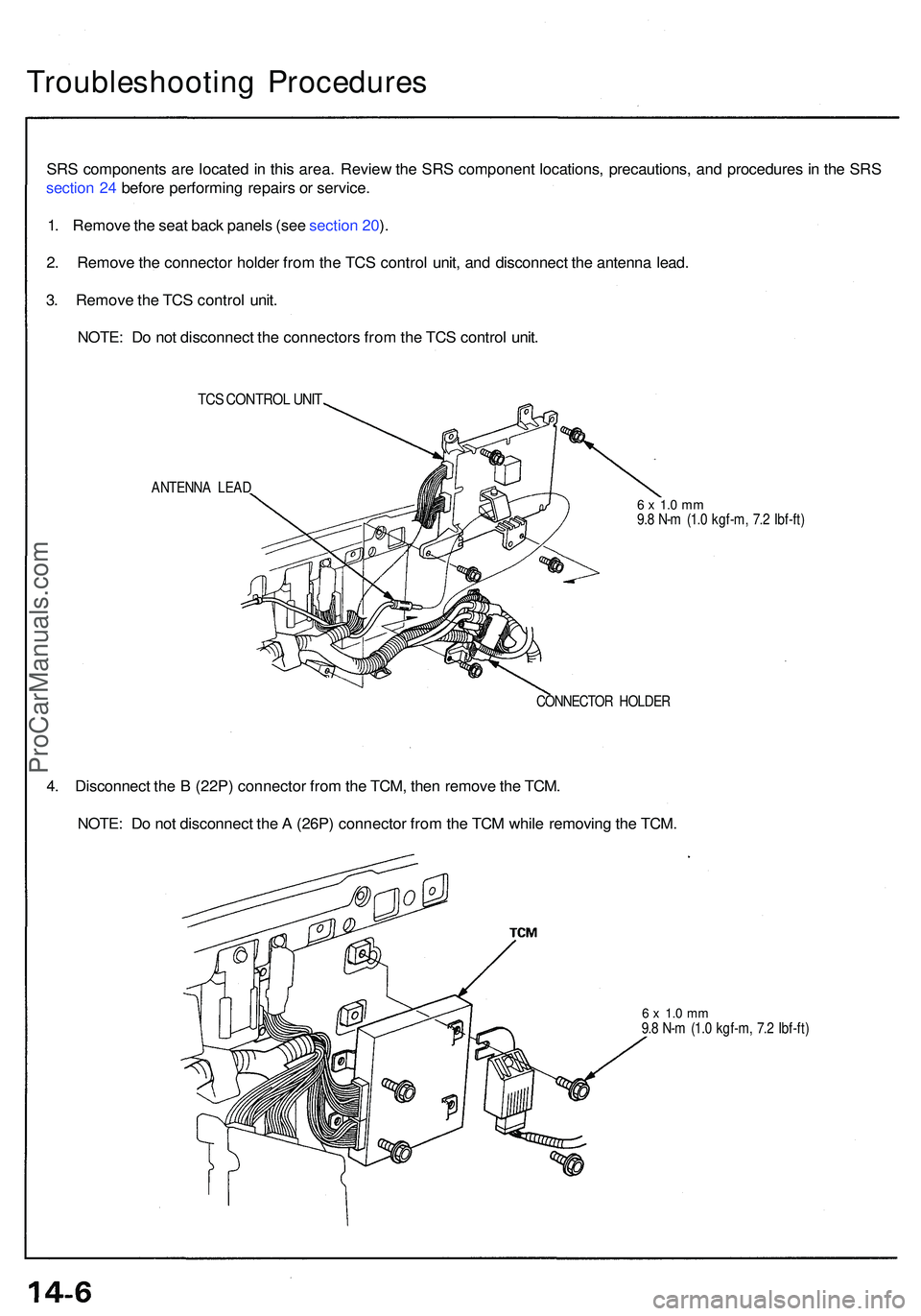ACURA NSX 1997 Service Owners Guide Troubleshooting Procedure s
SRS component s ar e locate d in thi s area . Revie w th e SR S componen t locations , precautions , an d procedure s in th e SR S
sectio n 24 befor e performin g repair ACURA NSX 1997 Service Owners Guide Troubleshooting Procedure s
SRS component s ar e locate d in thi s area . Revie w th e SR S componen t locations , precautions , an d procedure s in th e SR S
sectio n 24 befor e performin g repair