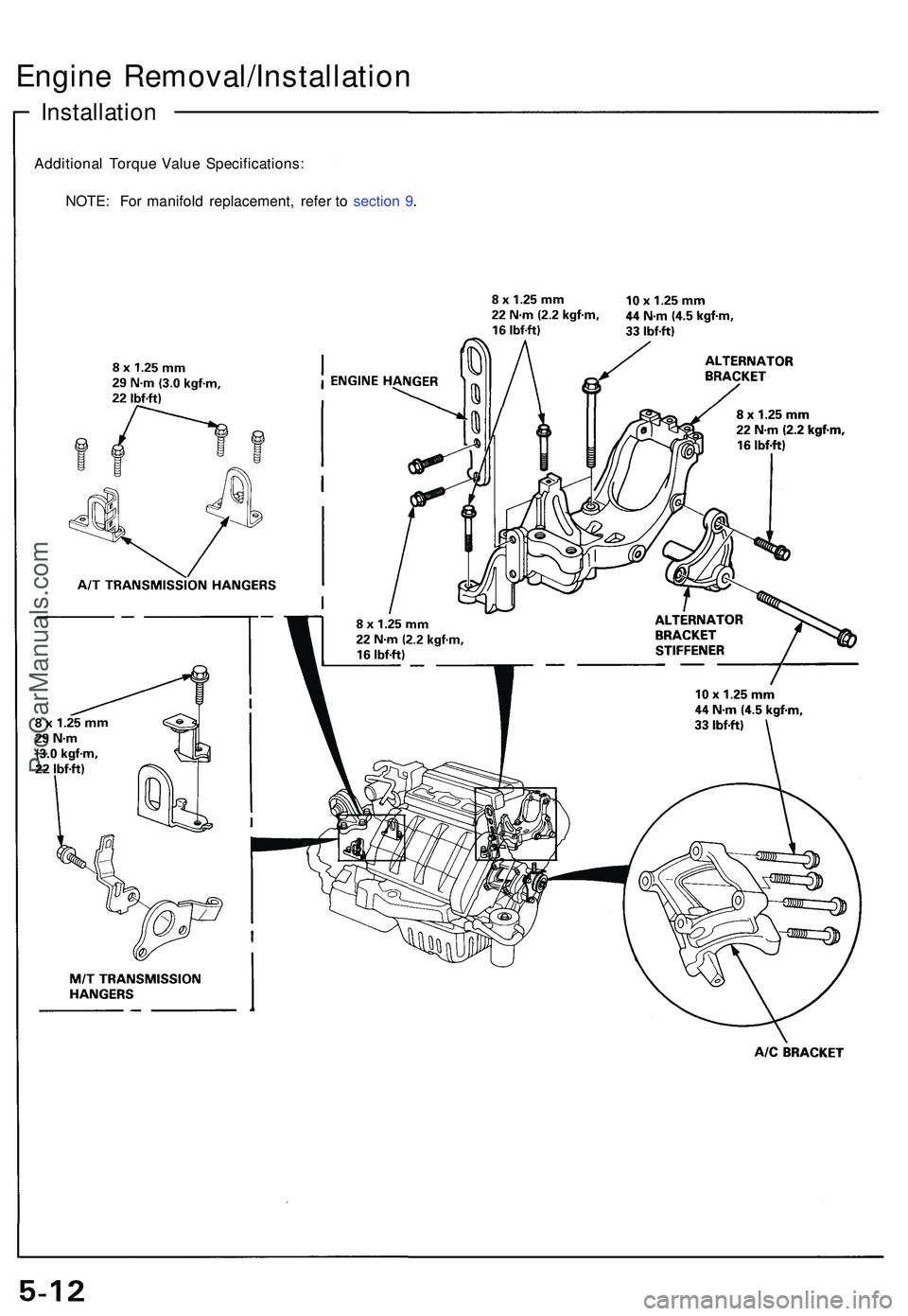 ACURA NSX 1997 Service Repair Manual Installation
Engine Removal/Installatio n
Additional Torqu e Valu e Specifications :
NOTE : Fo r manifol d replacement , refe r t o sectio n 9 .
ProCarManuals.com ACURA NSX 1997 Service Repair Manual Installation
Engine Removal/Installatio n
Additional Torqu e Valu e Specifications :
NOTE : Fo r manifol d replacement , refe r t o sectio n 9 .
ProCarManuals.com
