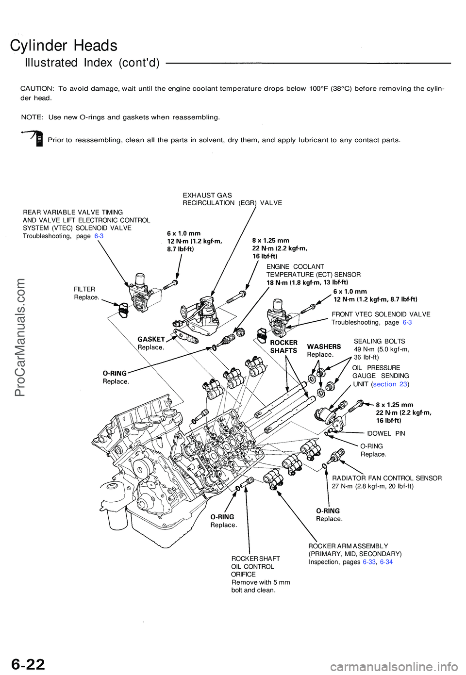 ACURA NSX 1997 Service Repair Manual Cylinder Head s
Illustrate d Inde x (cont'd )
CAUTION : T o avoi d damage , wai t unti l th e engin e coolan t temperatur e drop s belo w 10 0°F (3 8°C) befor e removin g th e cylin -
de r head ACURA NSX 1997 Service Repair Manual Cylinder Head s
Illustrate d Inde x (cont'd )
CAUTION : T o avoi d damage , wai t unti l th e engin e coolan t temperatur e drop s belo w 10 0°F (3 8°C) befor e removin g th e cylin -
de r head