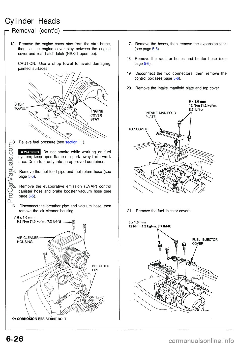 ACURA NSX 1997 Service Repair Manual Cylinder Head s
Remova l (cont'd )
12. Remov e th e engin e cove r sta y fro m th e stru t brace ,
the n se t th e engine cover sta y betwee n th e engine
cove r an d rea r hatc h latc h (NSX- T ACURA NSX 1997 Service Repair Manual Cylinder Head s
Remova l (cont'd )
12. Remov e th e engin e cove r sta y fro m th e stru t brace ,
the n se t th e engine cover sta y betwee n th e engine
cove r an d rea r hatc h latc h (NSX- T