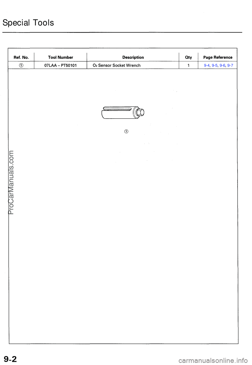 ACURA NSX 1997 Service Repair Manual Special Tool s
9-4, 9-5 , 9-6 , 9-7
ProCarManuals.com ACURA NSX 1997 Service Repair Manual Special Tool s
9-4, 9-5 , 9-6 , 9-7
ProCarManuals.com