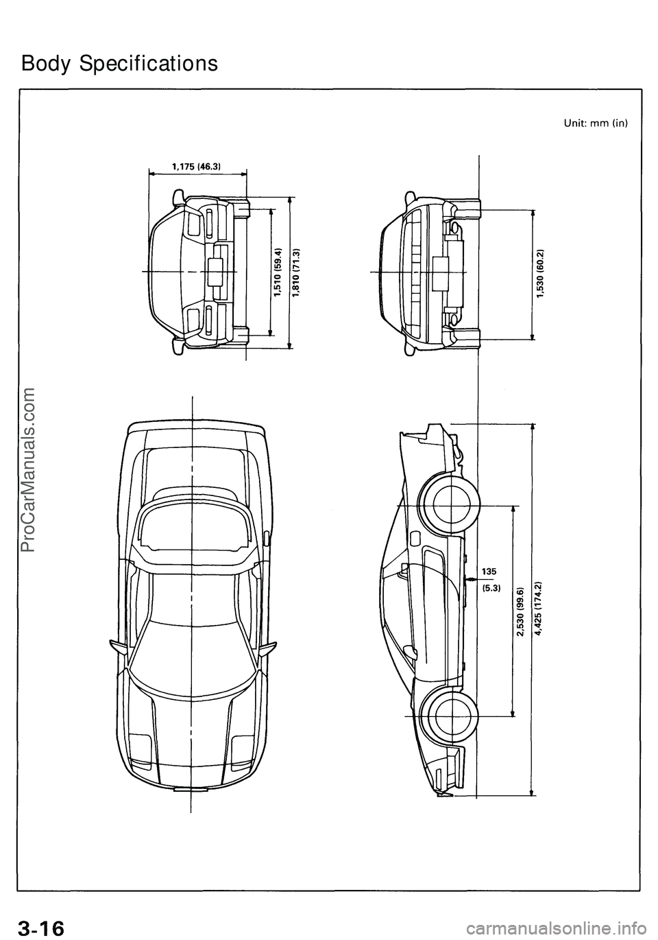 ACURA NSX 1997  Service Workshop Manual Body Specification s
ProCarManuals.com 