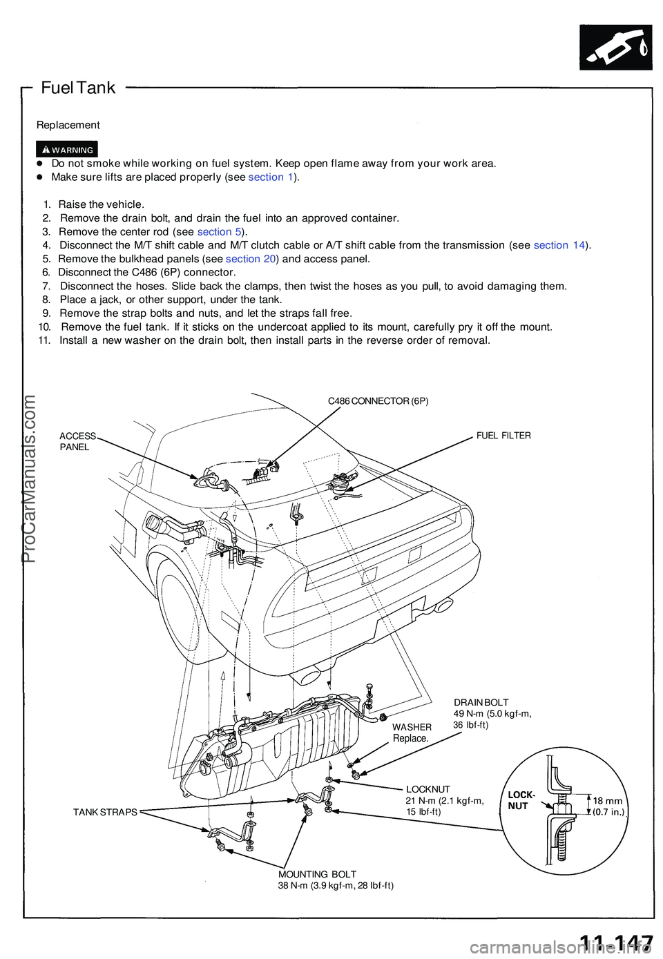 ACURA NSX 1997 Service Repair Manual Fuel Tan k
Replacemen t
D o no t smok e whil e workin g o n fue l system . Kee p ope n flam e awa y fro m you r wor k area .
Mak e sur e lift s ar e place d properl y (se e sectio n 1 ).
1 . Rais e th ACURA NSX 1997 Service Repair Manual Fuel Tan k
Replacemen t
D o no t smok e whil e workin g o n fue l system . Kee p ope n flam e awa y fro m you r wor k area .
Mak e sur e lift s ar e place d properl y (se e sectio n 1 ).
1 . Rais e th