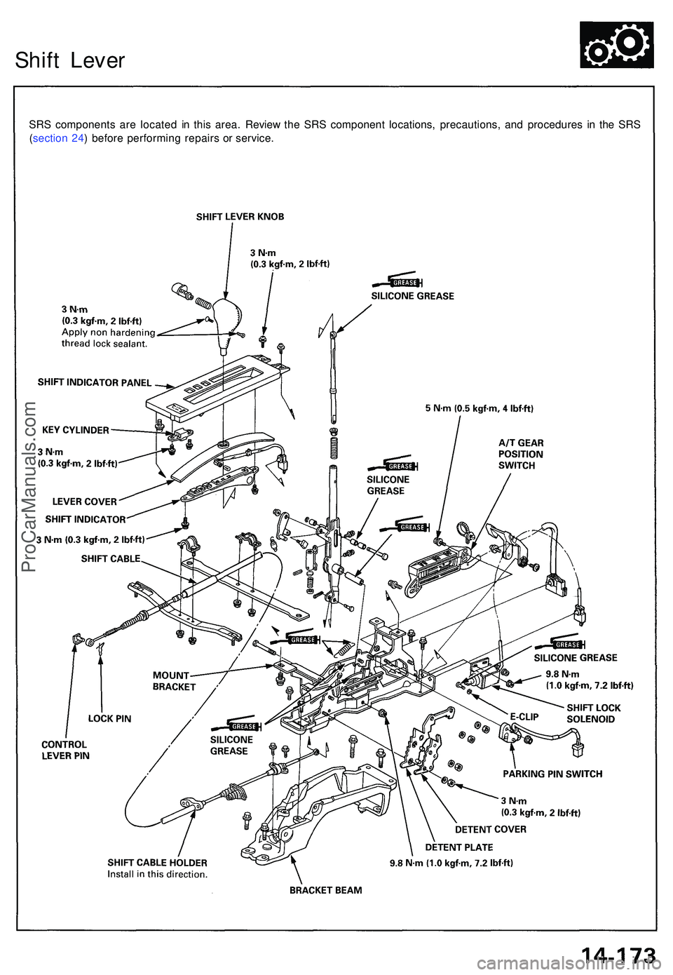 ACURA NSX 1997  Service Repair Manual SRS component s ar e locate d i n thi s area . Revie w th e SR S componen t locations , precautions , an d procedure s i n th e SR S
( sectio n 24 ) befor e performin g repair s o r service .
Shift Le