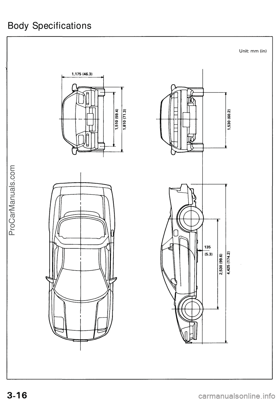 ACURA NSX 1997  Service Manual Online 
Body SpecificationsProCarManuals.com 
