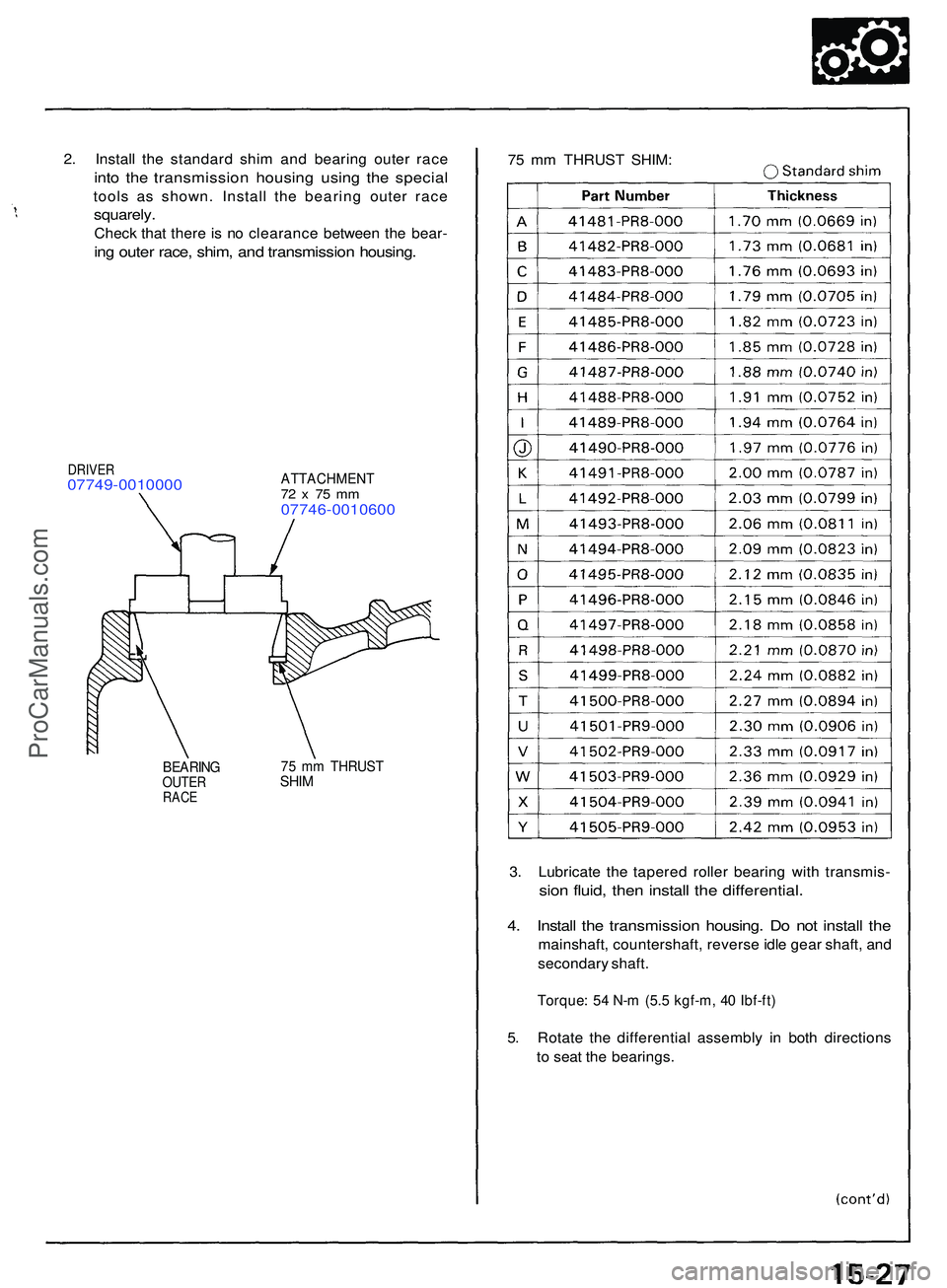 ACURA NSX 1997 Service Repair Manual 2. Instal l th e standar d shi m an d bearin g oute r rac e
into th e transmissio n housin g usin g th e specia l
tools a s shown . Instal l th e bearin g oute r rac e
squarely .
Check tha t ther e is ACURA NSX 1997 Service Repair Manual 2. Instal l th e standar d shi m an d bearin g oute r rac e
into th e transmissio n housin g usin g th e specia l
tools a s shown . Instal l th e bearin g oute r rac e
squarely .
Check tha t ther e is