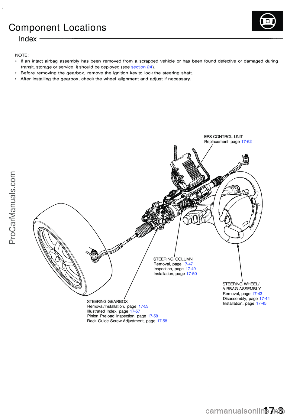ACURA NSX 1997 Service Repair Manual Component Location s
Index
NOTE :
• I f a n intac t airba g assembl y ha s bee n remove d fro m a scrappe d vehicl e o r ha s bee n foun d defectiv e o r damage d durin g
transit , storag e o r ser ACURA NSX 1997 Service Repair Manual Component Location s
Index
NOTE :
• I f a n intac t airba g assembl y ha s bee n remove d fro m a scrappe d vehicl e o r ha s bee n foun d defectiv e o r damage d durin g
transit , storag e o r ser